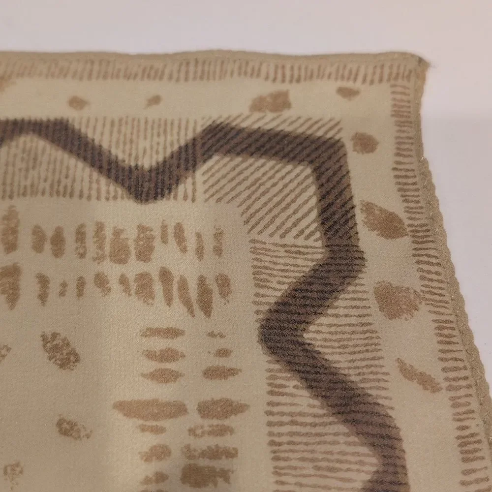 Vintage Elaine Gold for Collection XIIX Tan & Brown Square Silk Scarf Old Money